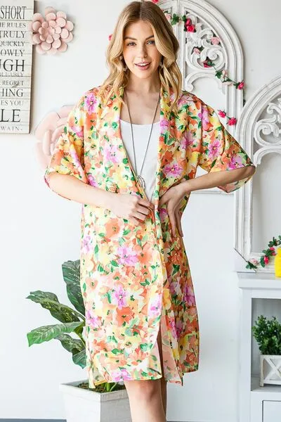 Heimish  Multi Color Floral Open Cardigan Plus Size
