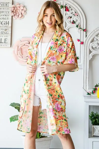 Heimish  Multi Color Floral Open Cardigan Plus Size