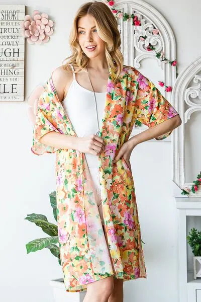 Heimish  Multi Color Floral Open Cardigan Plus Size
