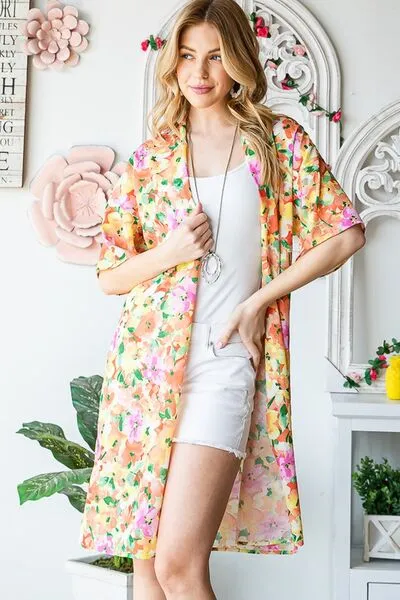 Heimish  Multi Color Floral Open Cardigan Plus Size