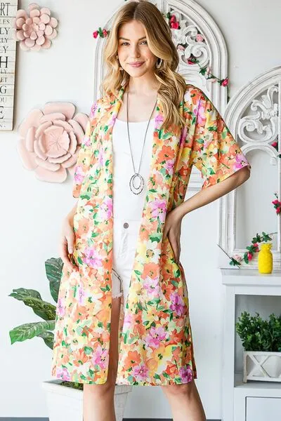 Heimish  Multi Color Floral Open Cardigan Plus Size