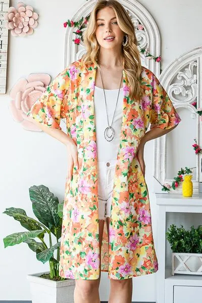 Heimish  Multi Color Floral Open Cardigan Plus Size