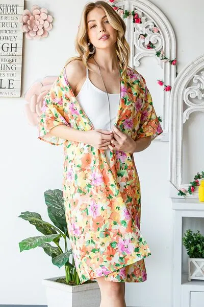 Heimish  Multi Color Floral Open Cardigan Plus Size