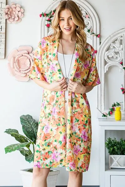 Heimish  Multi Color Floral Open Cardigan Plus Size