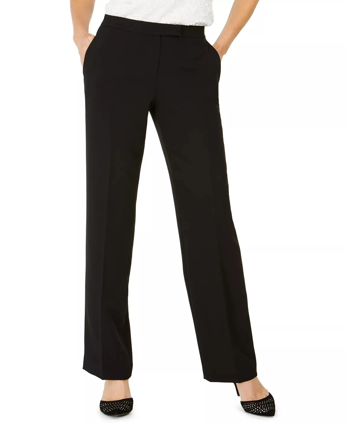 Kasper Tab-Waist Straight-Fit Modern Dress Pants
