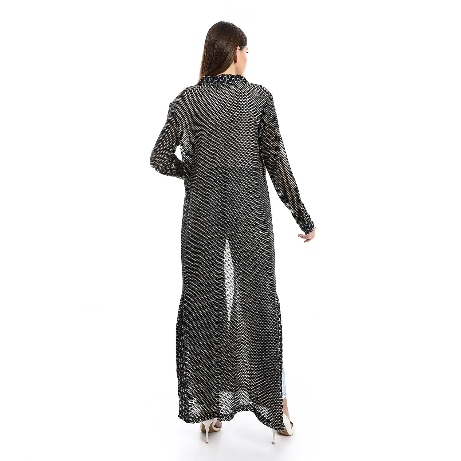Lace Up Long Sleeves Cardigan (33241) - Kady