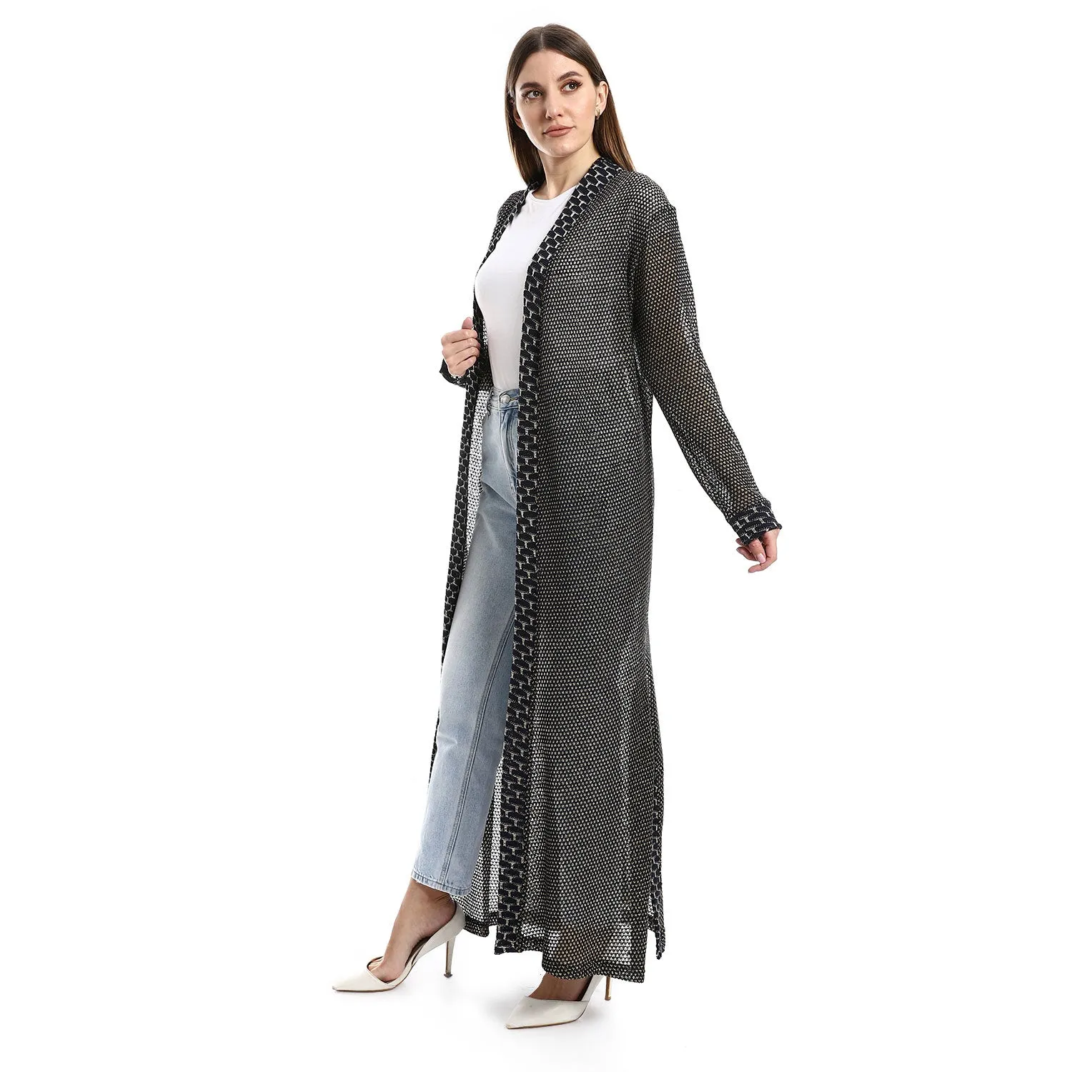 Lace Up Long Sleeves Cardigan (33241) - Kady
