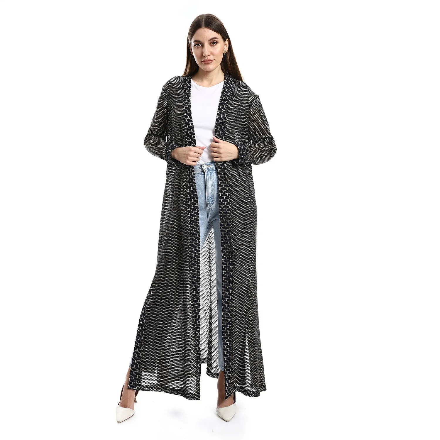 Lace Up Long Sleeves Cardigan (33241) - Kady