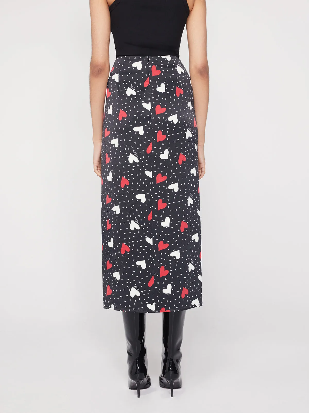 Natalie Red Heart Print Skirt