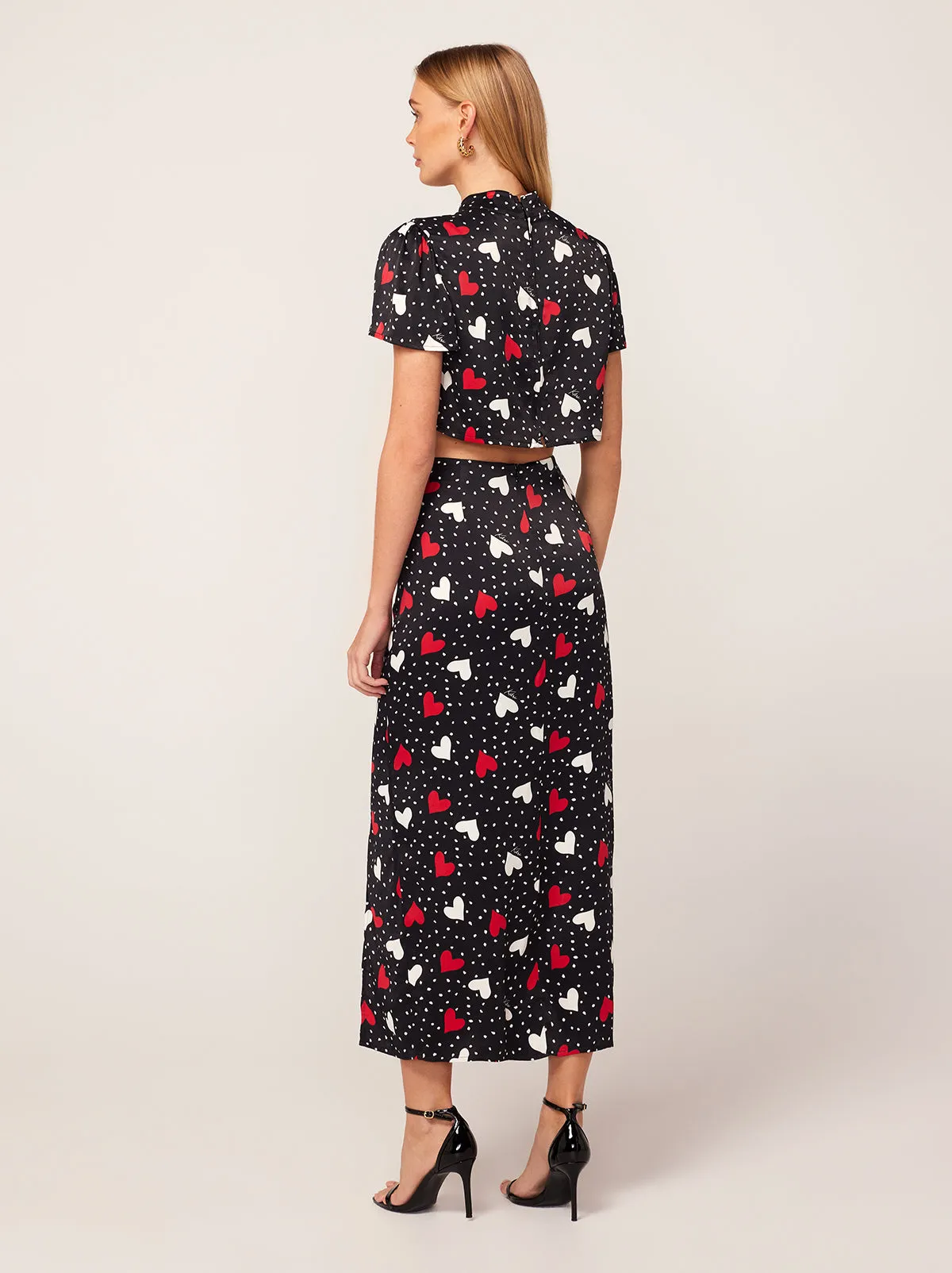 Natalie Red Heart Print Skirt