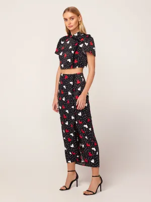Natalie Red Heart Print Skirt