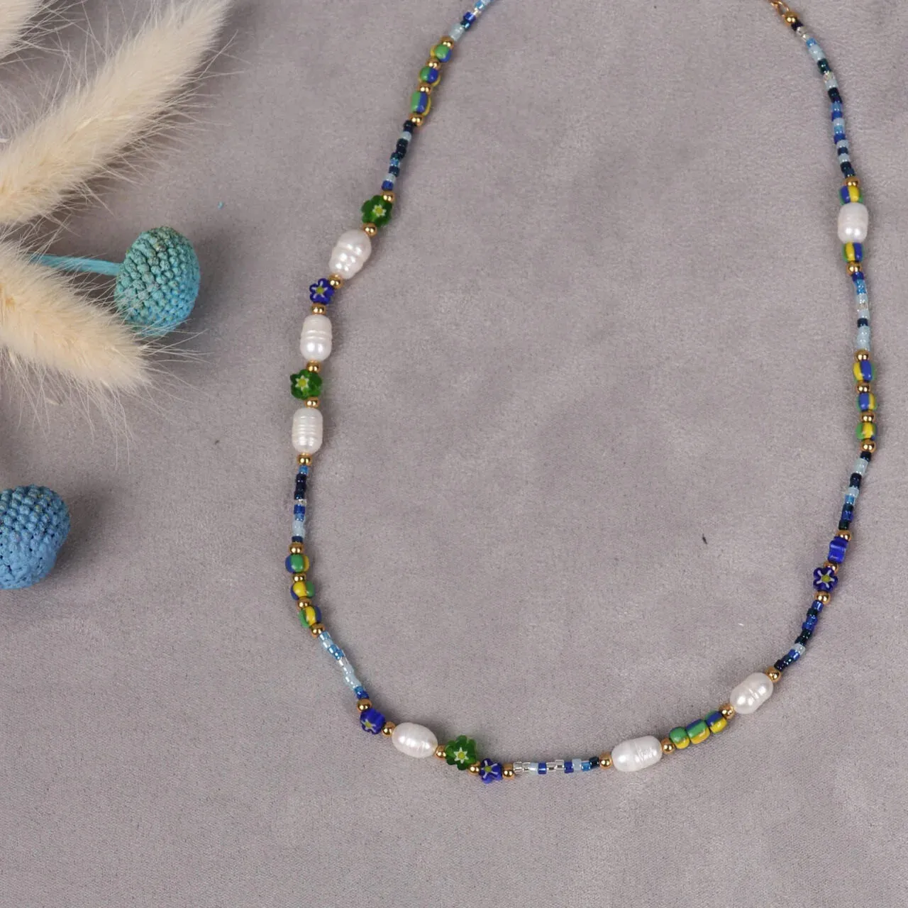 Necklace Japanese Seed & Camilla Beads