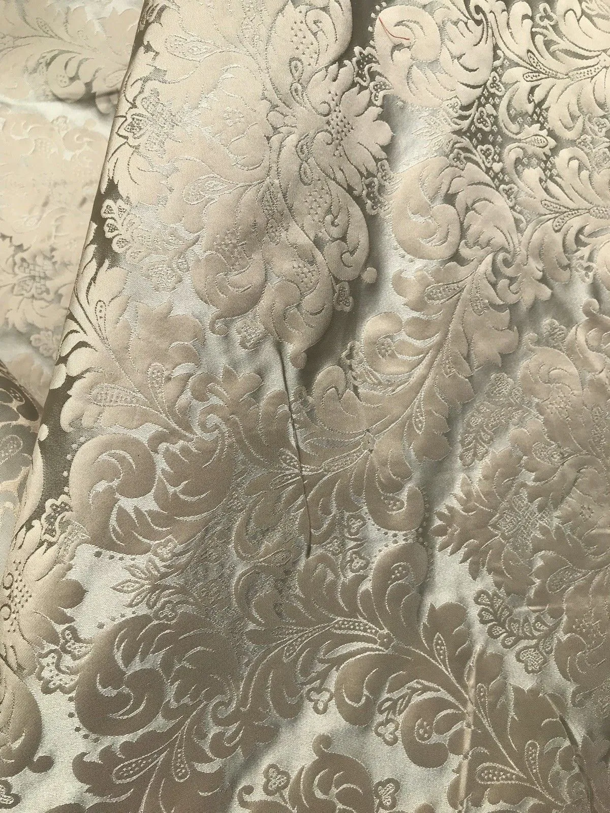NEW Prince Liam 100% Silk Satin Taffeta Jacquard Drapery Medallion Fabric - Champagne & Silver