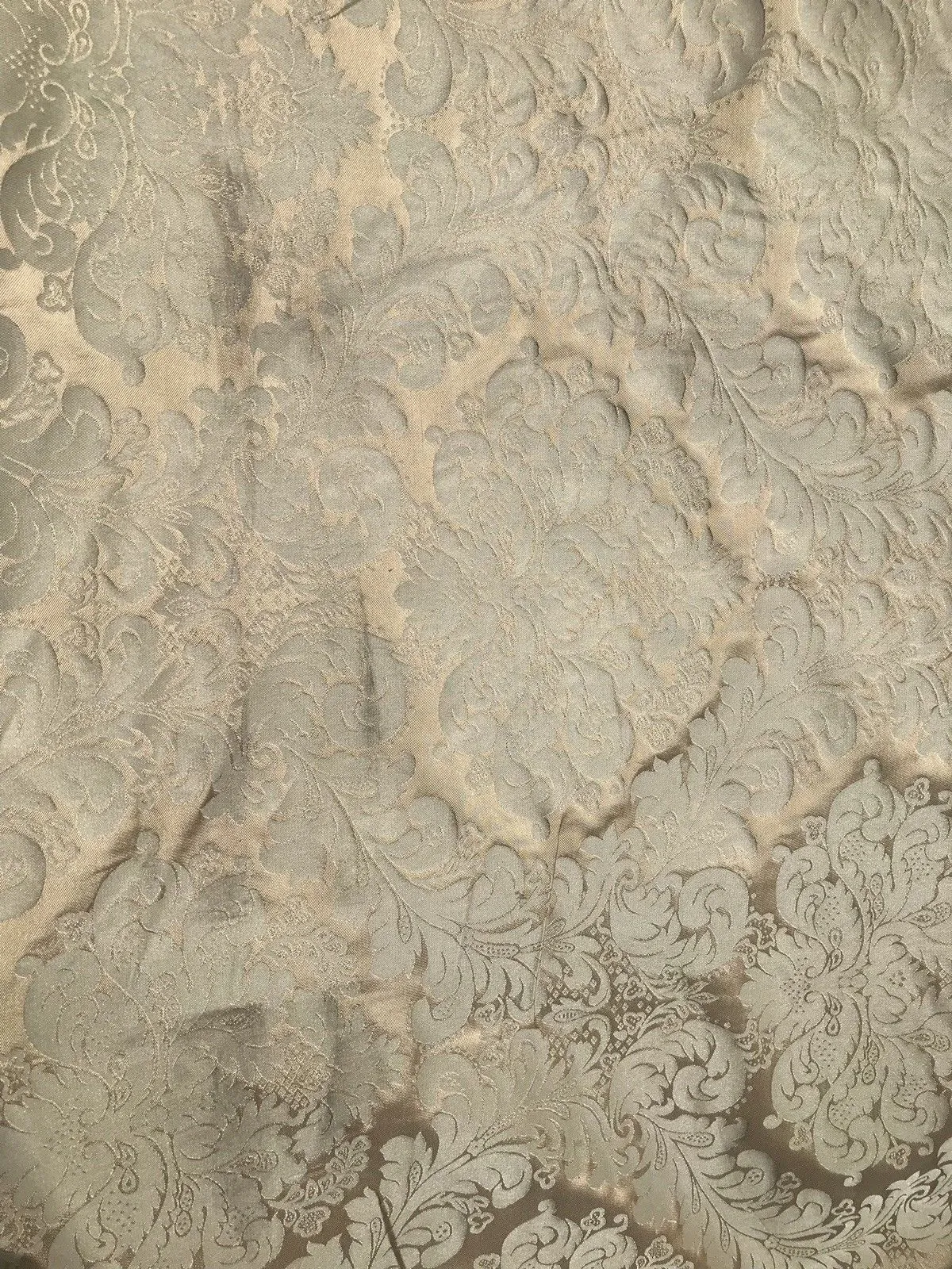 NEW Prince Liam 100% Silk Satin Taffeta Jacquard Drapery Medallion Fabric - Champagne & Silver