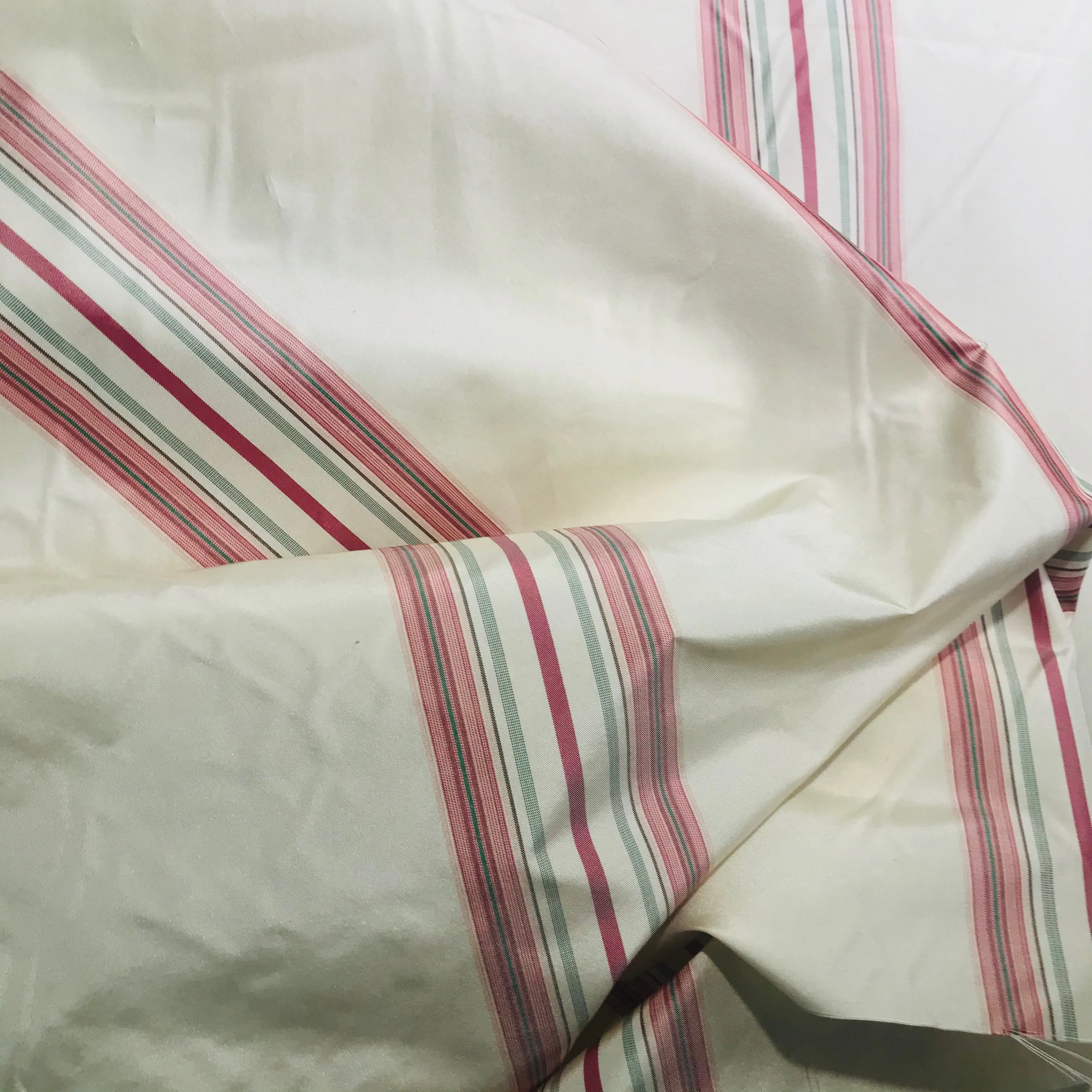NEW Princess Josephine 100% Silk Taffeta Striped Ivory and Pink