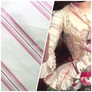 NEW Princess Josephine 100% Silk Taffeta Striped Ivory and Pink