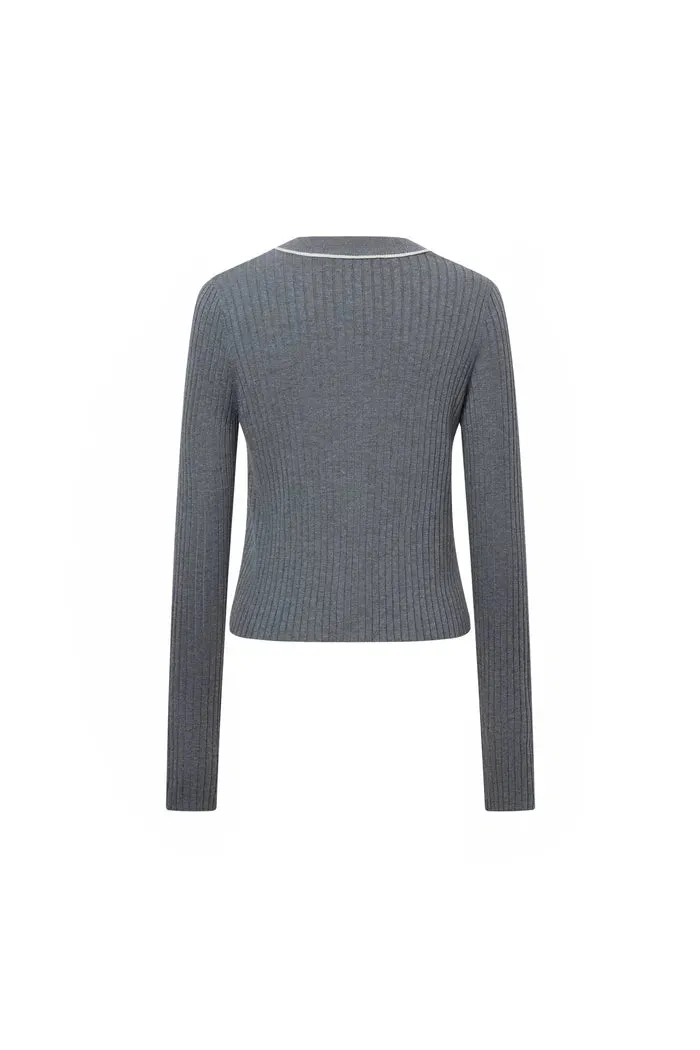 Niki Grey Cardigan in Lyocell Blend Knit