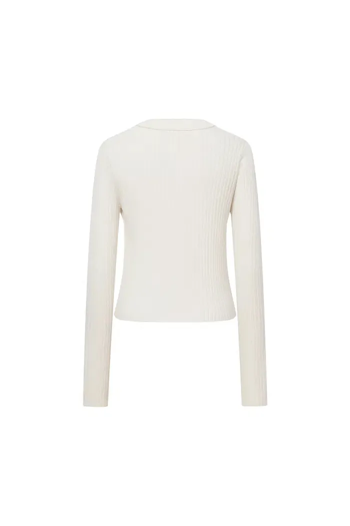 Niki White Cardigan in Lyocell-Triacetate Knit