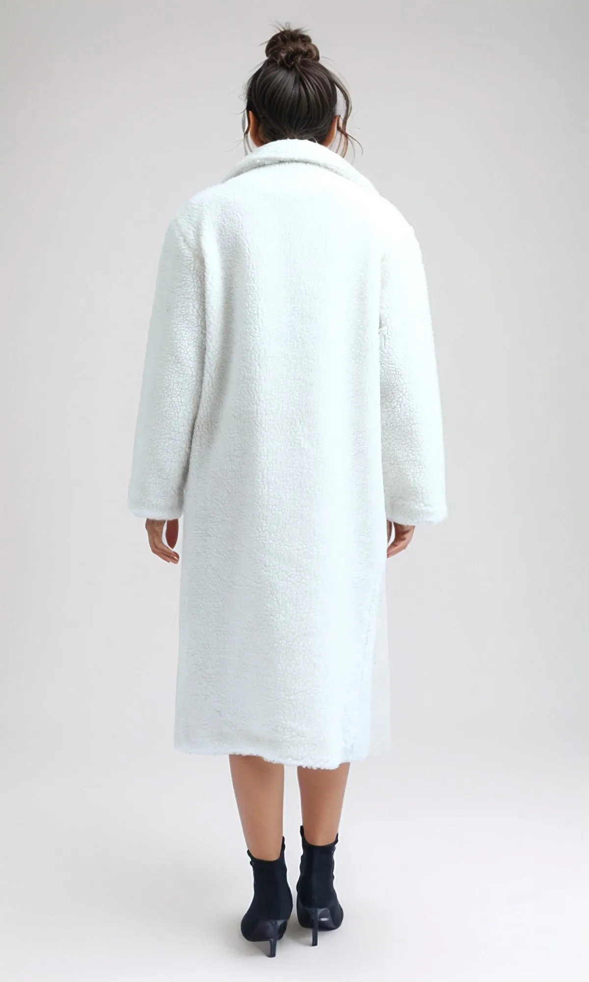 O194914 Regular Fit Faux Fur Coat - Off-White