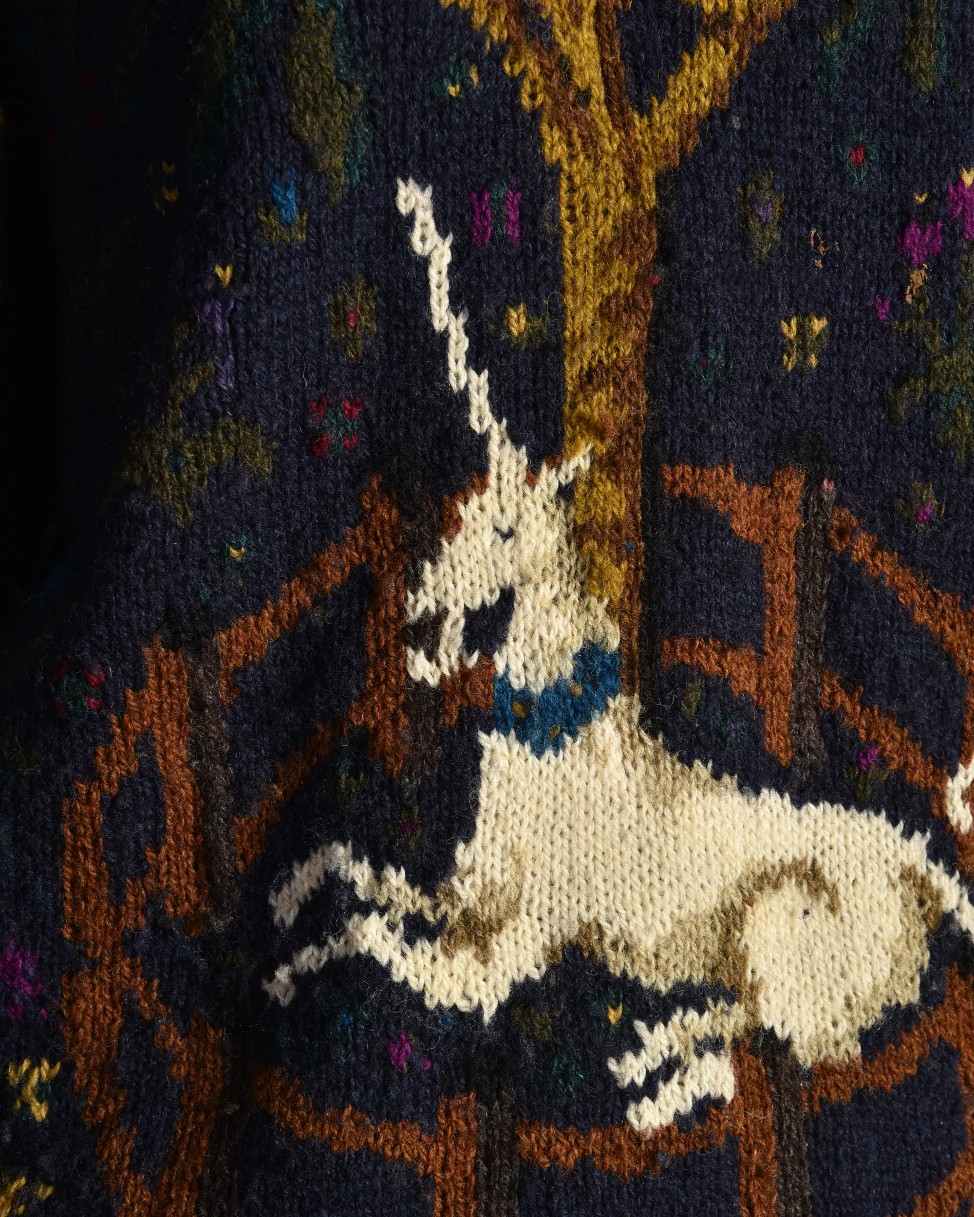 Perry Ellis 1980s Hand Knit Unicorn Sweater