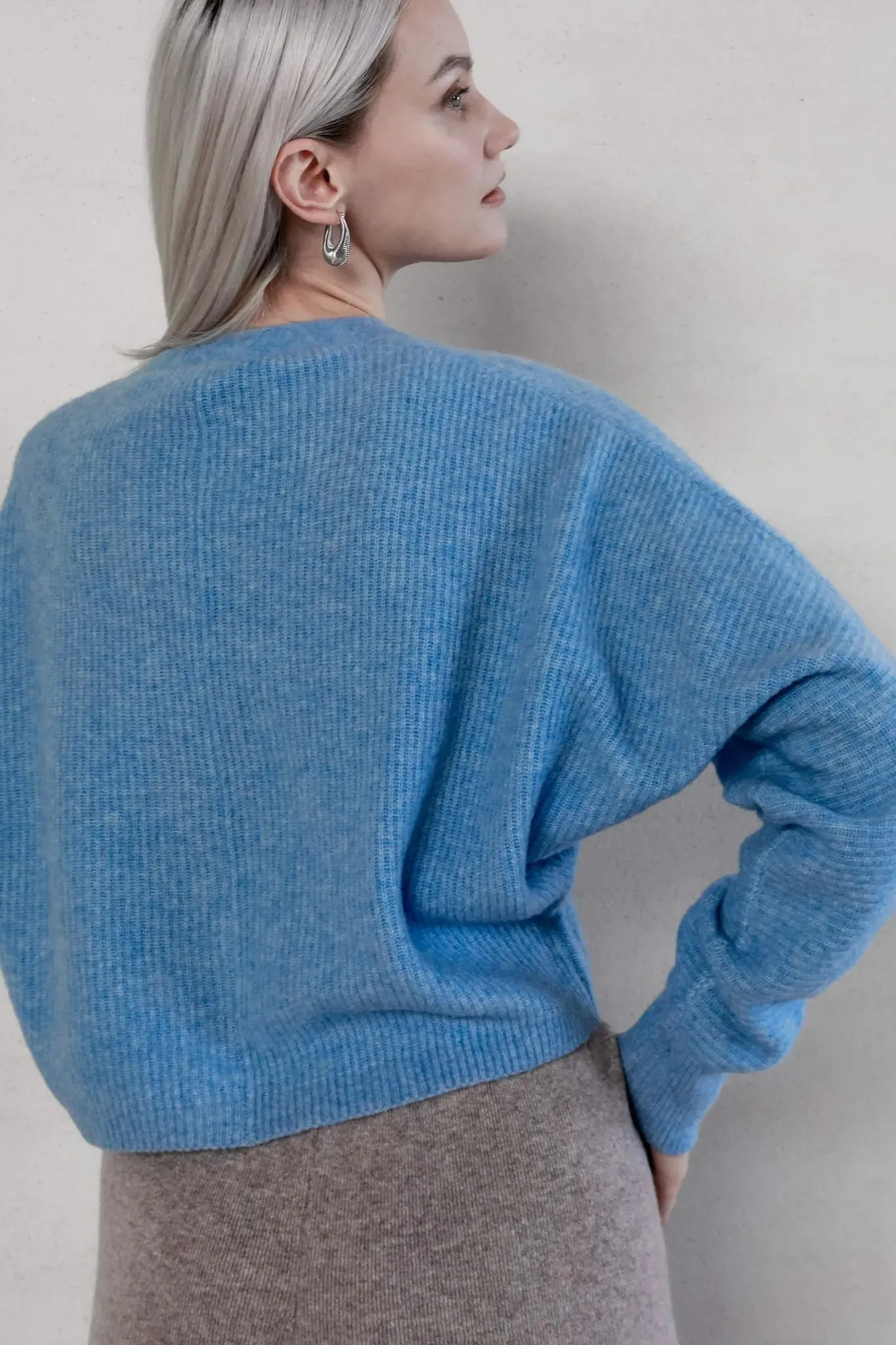 Ribbed Knit Cardigan in Wool Blend