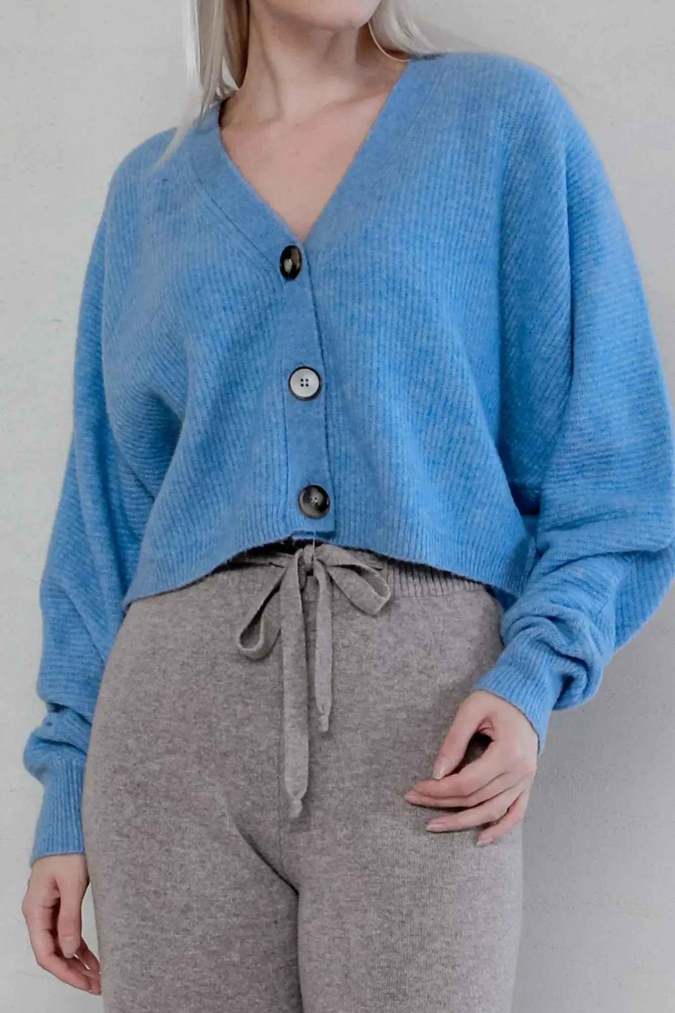 Ribbed Knit Cardigan in Wool Blend