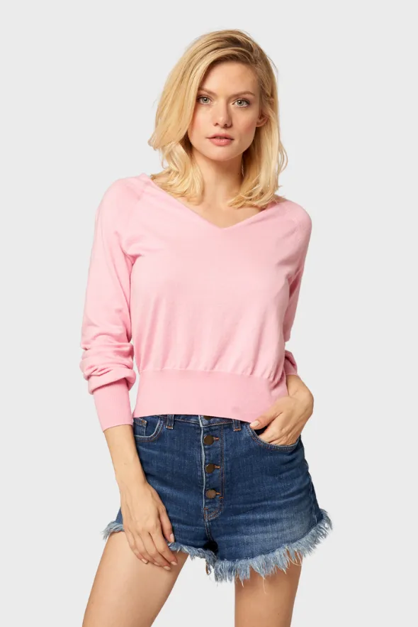 Silky V-Neck Cotton-Cashmere