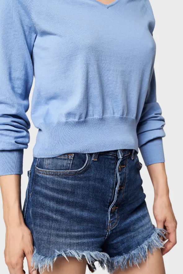 Silky V-Neck Cotton-Cashmere