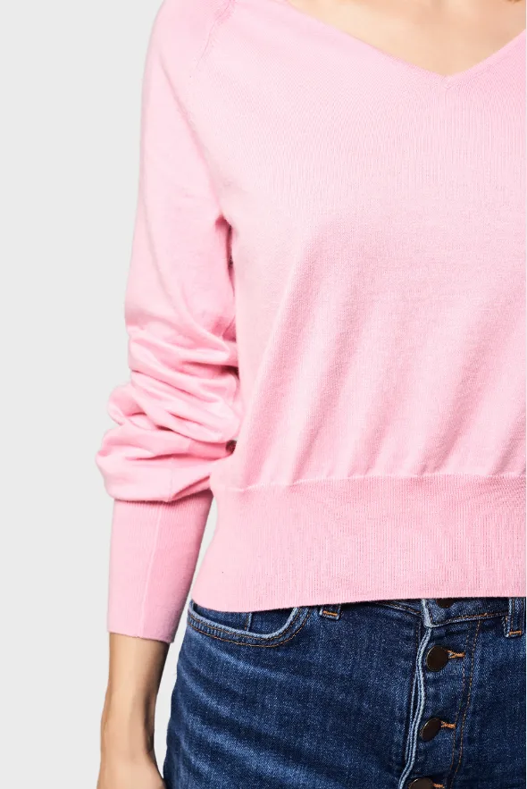 Silky V-Neck Cotton-Cashmere
