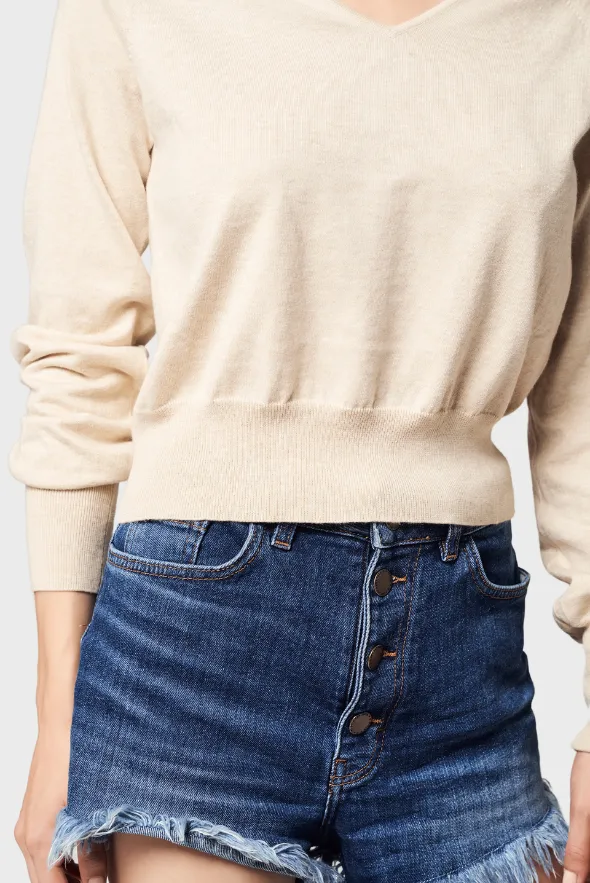 Silky V-Neck Cotton-Cashmere
