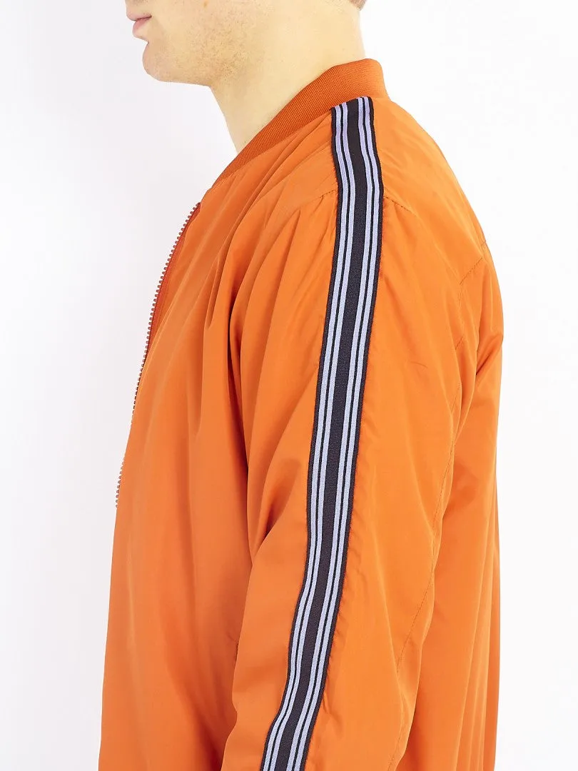 SLEEVE STRIPE DETAIL PLAIN COLOUR BOMBER JACKET