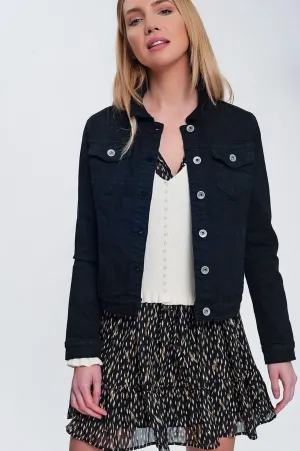 Slim Denim Trucker Jacket in Black