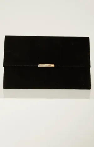 Suede Envelope Clutch with Gold lock