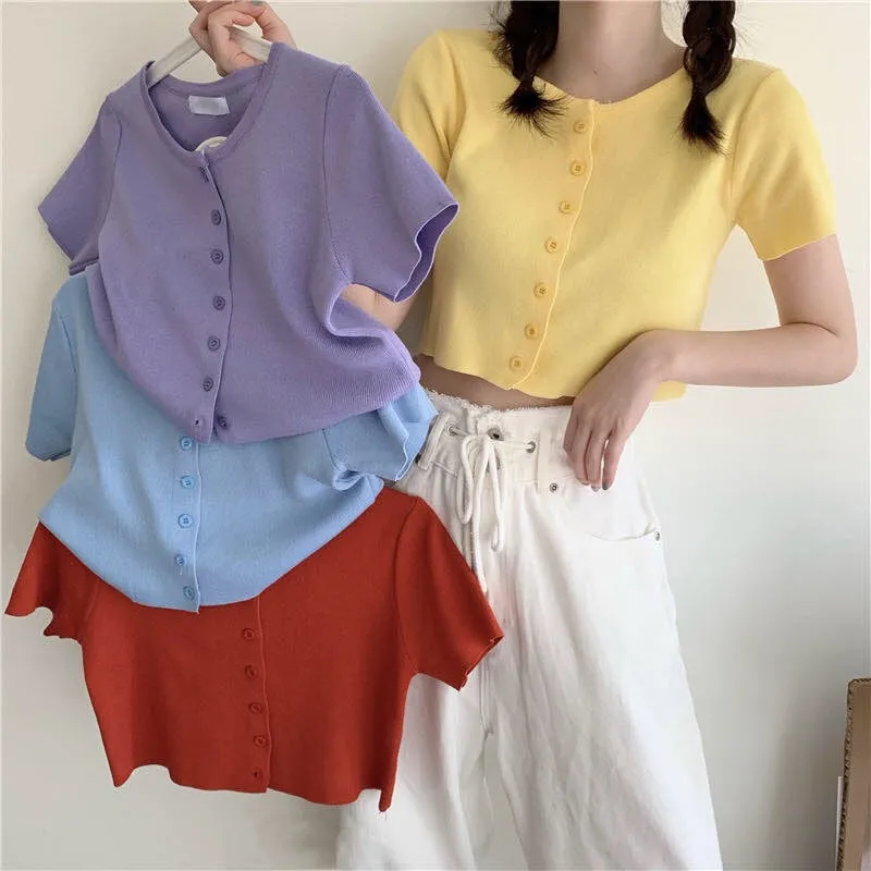 Summer Korean Slimming Short Tops Popular Lazy Cardigan Sleeve Sweater Women