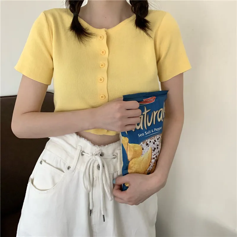 Summer Korean Slimming Short Tops Popular Lazy Cardigan Sleeve Sweater Women