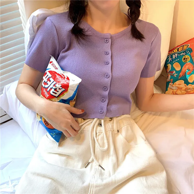 Summer Korean Slimming Short Tops Popular Lazy Cardigan Sleeve Sweater Women