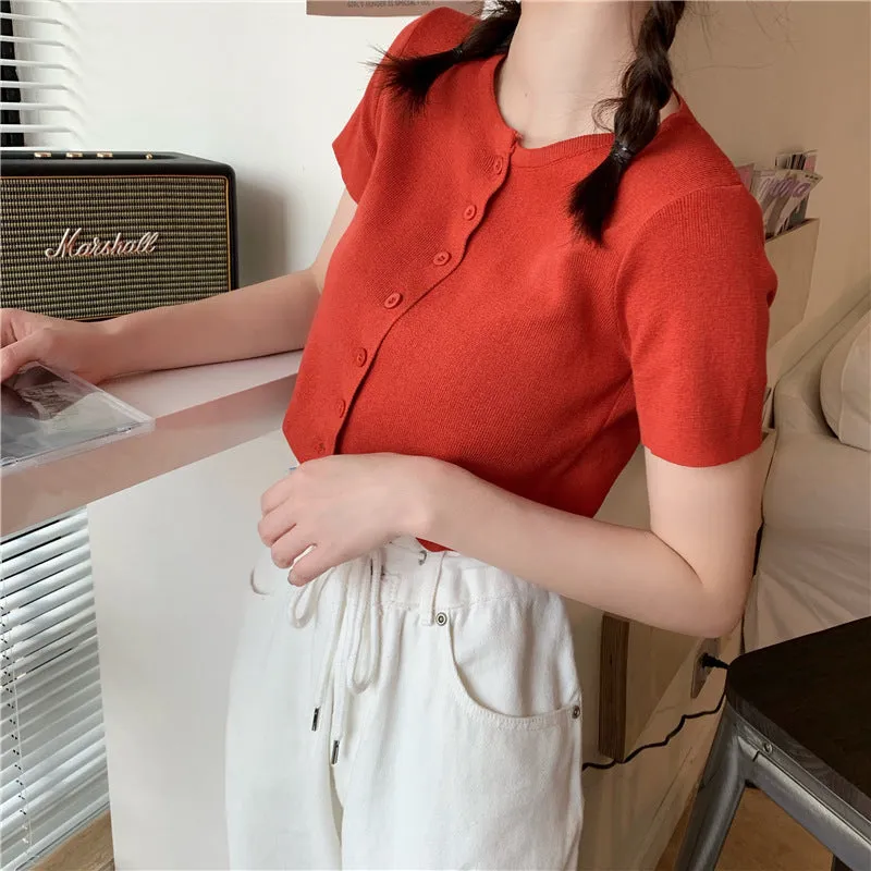 Summer Korean Slimming Short Tops Popular Lazy Cardigan Sleeve Sweater Women