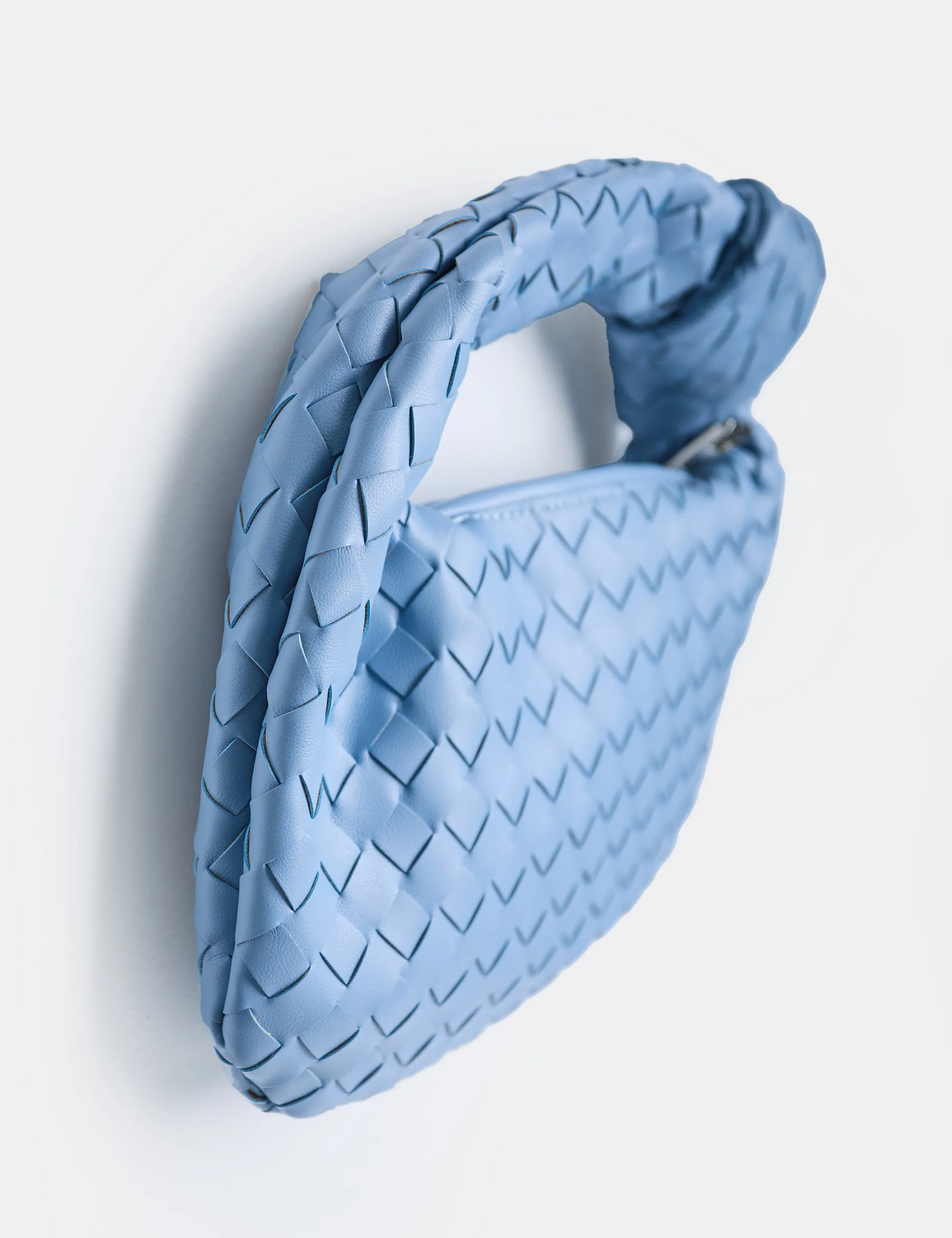 The Blame Baby Blue Woven Pu Knot Detail Mini Pu Bag