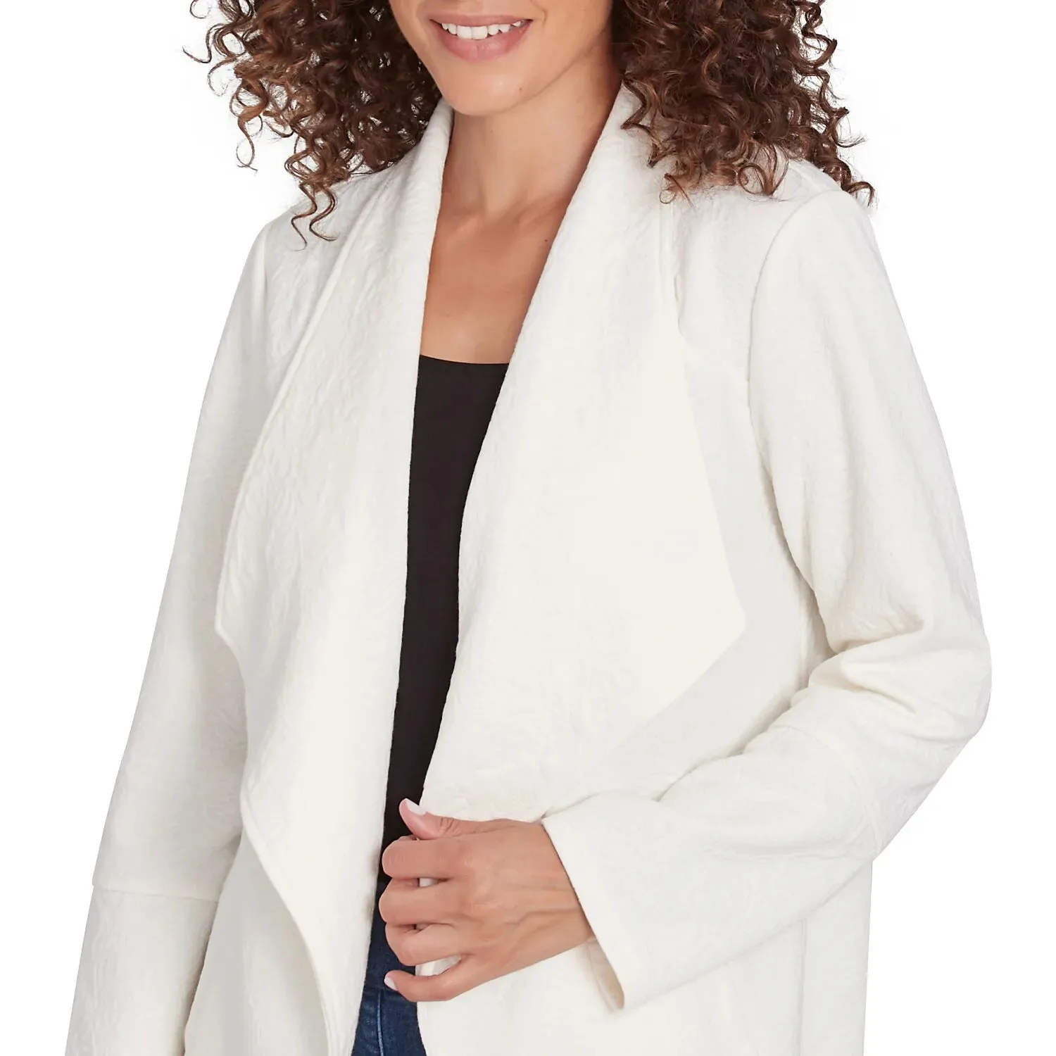 Winter Scroll Quilted Knit Jacket Ivory - Ruby Rd