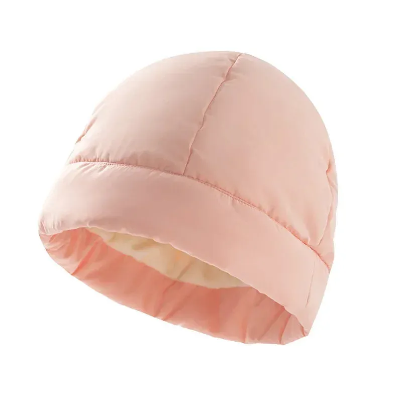 Women's Quilted Fluffy Down Beanie Hat Outdoor Warm Lightweight Ear Protection
