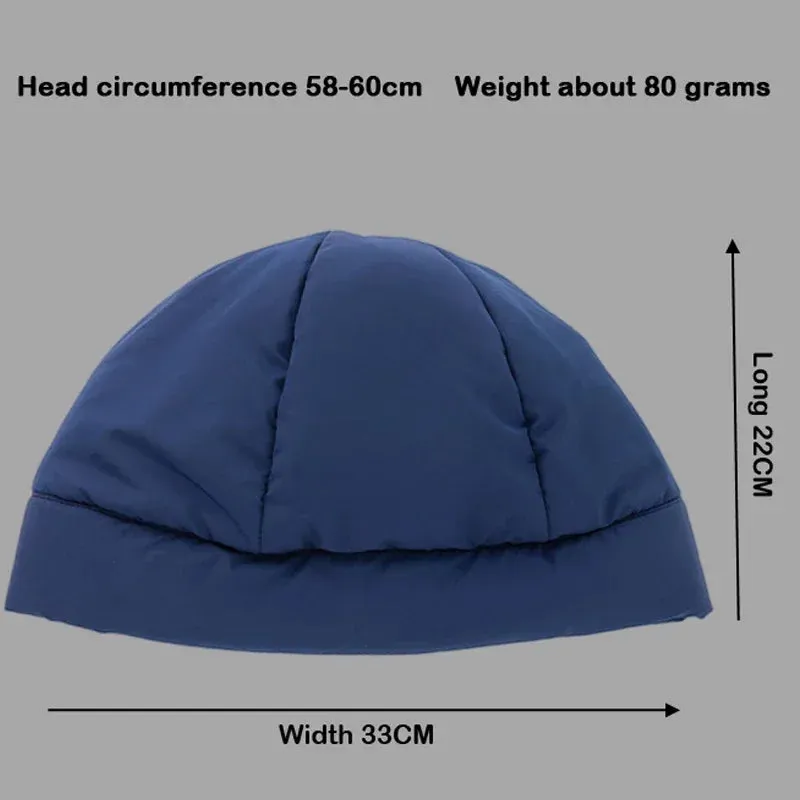Women's Quilted Fluffy Down Beanie Hat Outdoor Warm Lightweight Ear Protection