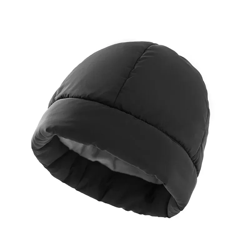 Women's Quilted Fluffy Down Beanie Hat Outdoor Warm Lightweight Ear Protection