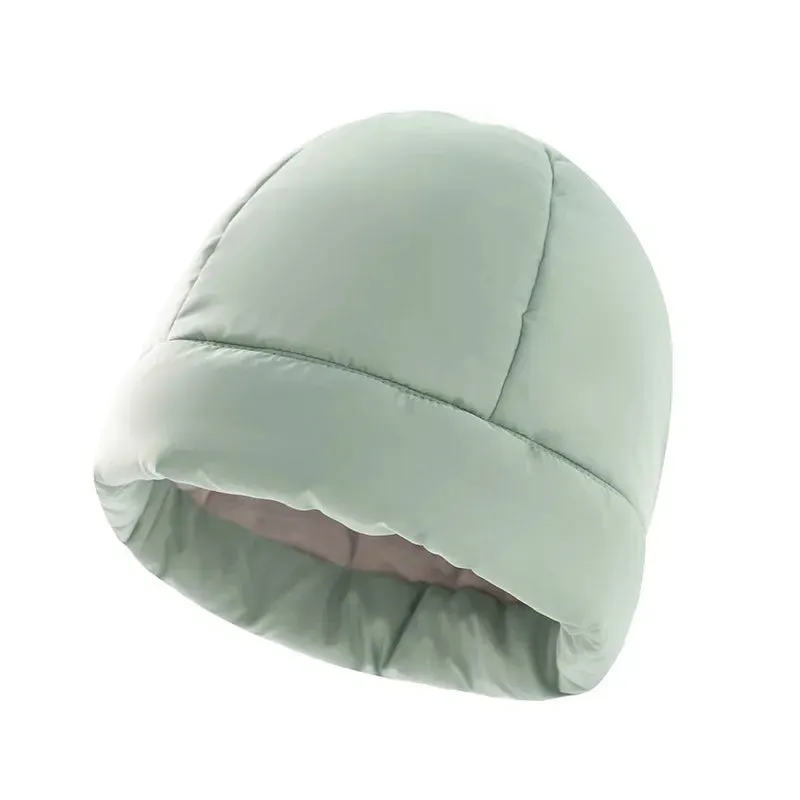 Women's Quilted Fluffy Down Beanie Hat Outdoor Warm Lightweight Ear Protection