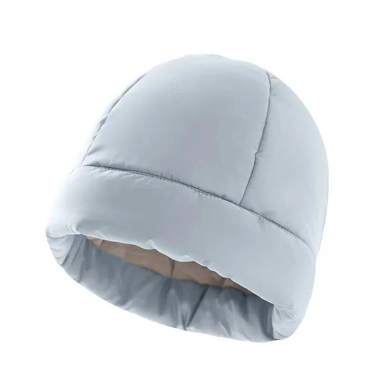 Women's Quilted Fluffy Down Beanie Hat Outdoor Warm Lightweight Ear Protection